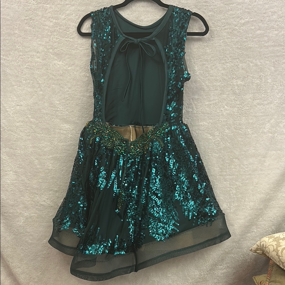 Emerald Green Sleeveless Crew Neck A-line Dress - Picture 8 of 16